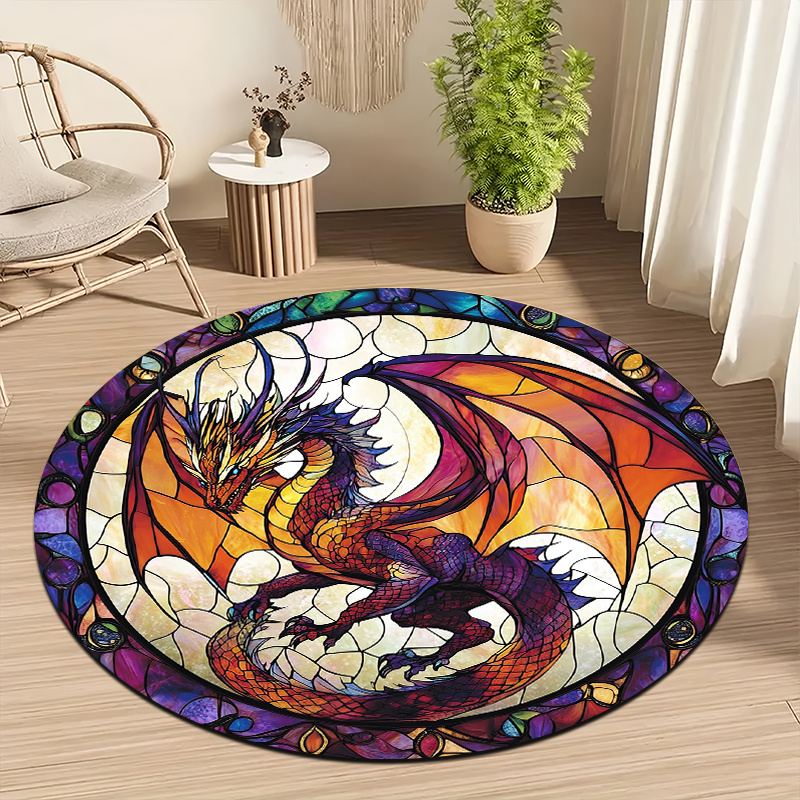 Home Bathroom Door Design - 1pc Stained Glass Style Round Mat