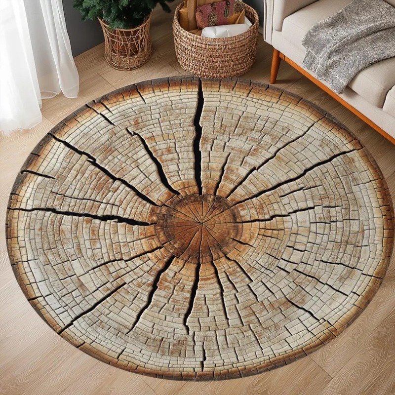 Home Bathroom Door Design - Natural Woodland Charm Tree Ring Pattern