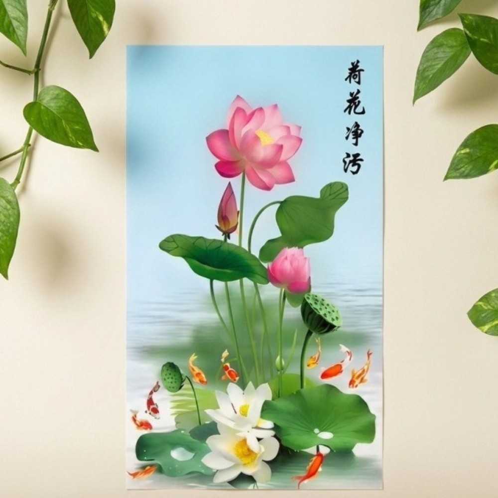 Home Bathroom Design - Anti-static Flower Koi Sticker Electrostatic No