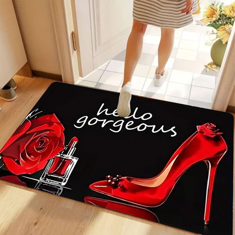 Hello Gorgeous Doormat Red Hig - Home Made Bathroom Vanity 评论和价格