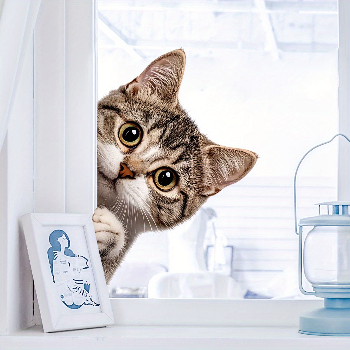 Funny Cat Peeking Window Wall  - Home Bathroom Window 评论和价格
