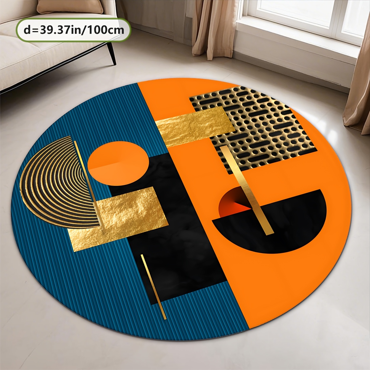 Orange Blue Gold Abstract Geom - Home Bathroom Door Design 评论和价格