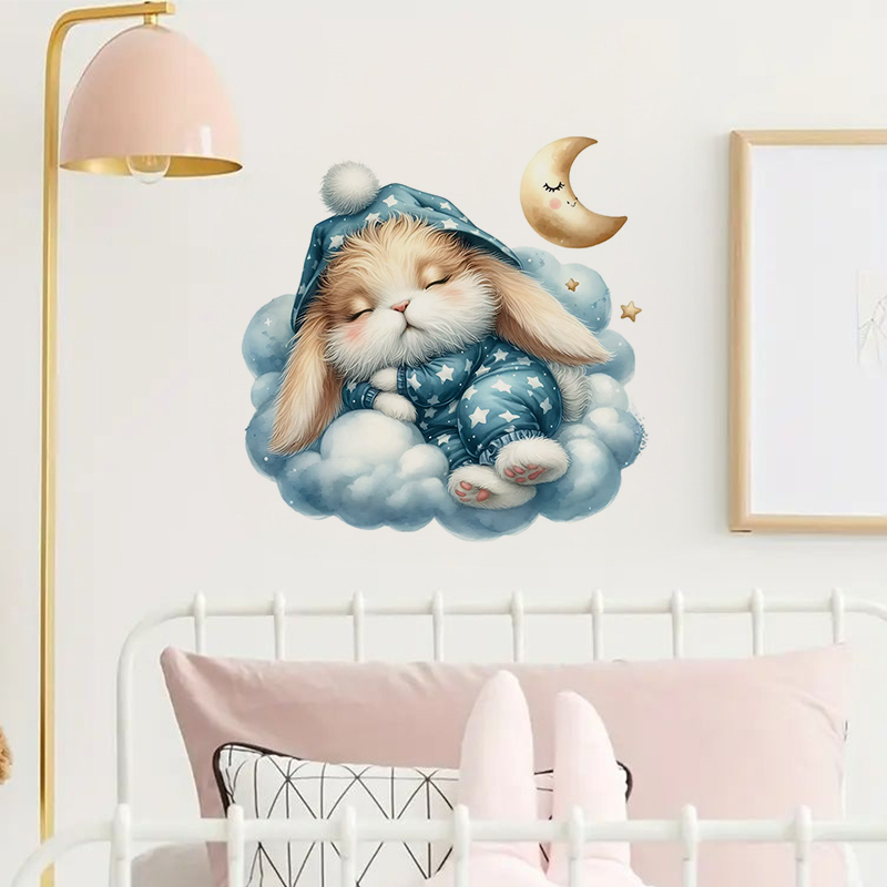 Cute Sleepy Bunny Sticker, Wat - Home Bathroom Window 评论和价格