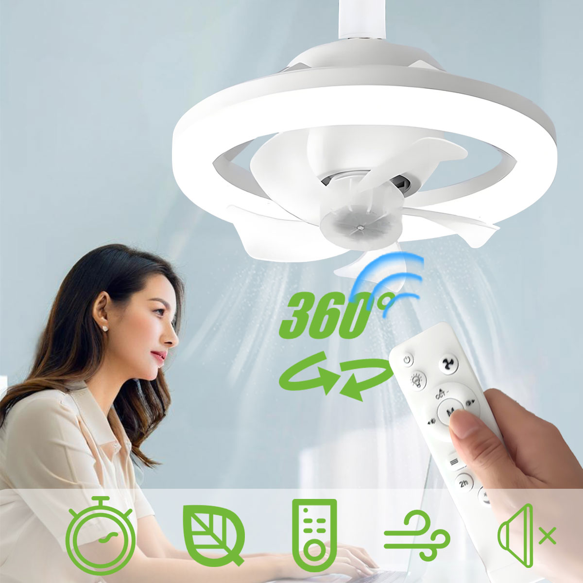 360°Rotating E27 Ceiling Fan B - Home Bathroom Ventilation 评论和价格