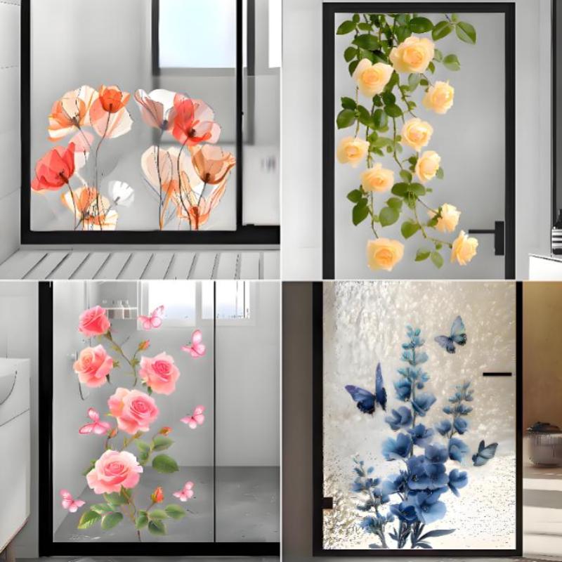 Removable Rose Glass Stickers  - Home Bathroom Window 评论和价格
