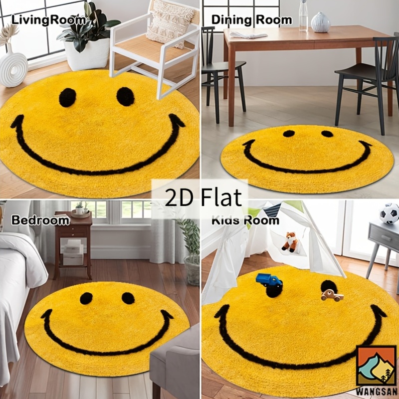 2D Round Flannel Rug Smiley Fa - Home Bathroom Door Design 评论和价格