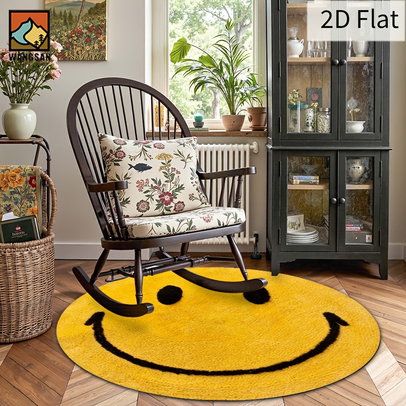 2D Round Flannel Rug Smiley Fa - Home Bathroom Door Design 评论和价格
