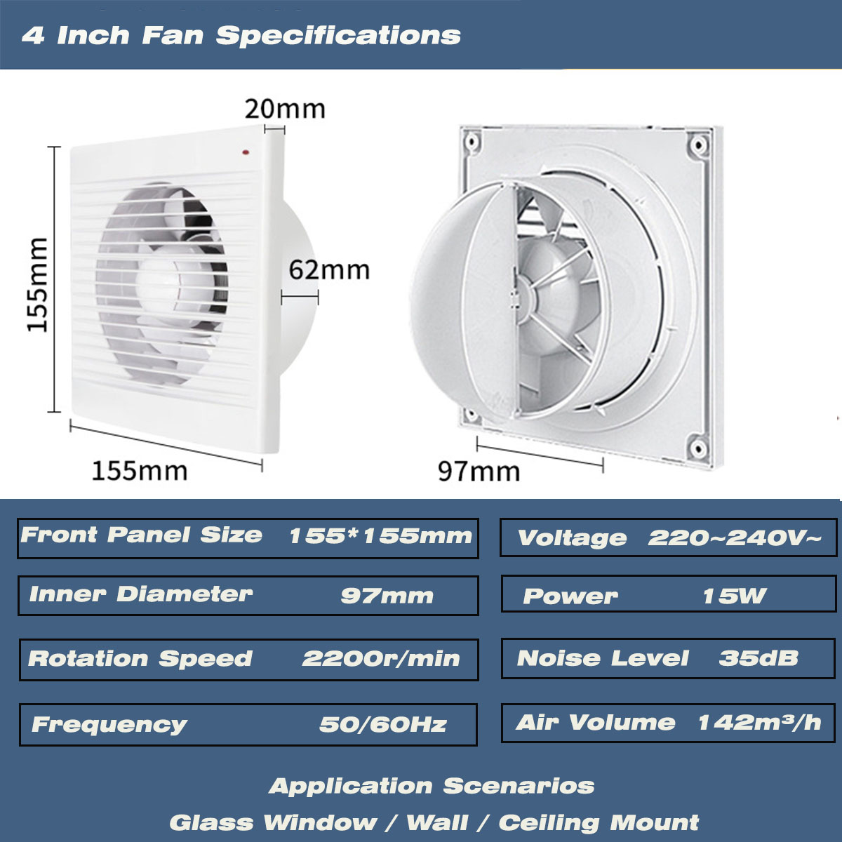 4 Inch Silent Window Mount Exh - Home Bathroom Ventilation 评论和价格