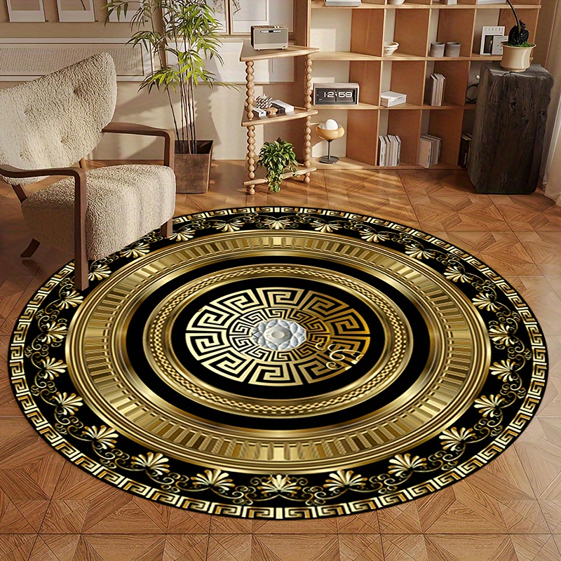 Greek Key Pattern Round Rug Fl - Home Bathroom Door Design 评论和价格