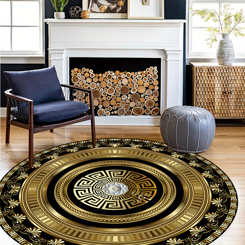 Greek Key Pattern Round Rug Fl - Home Bathroom Door Design 评论和价格