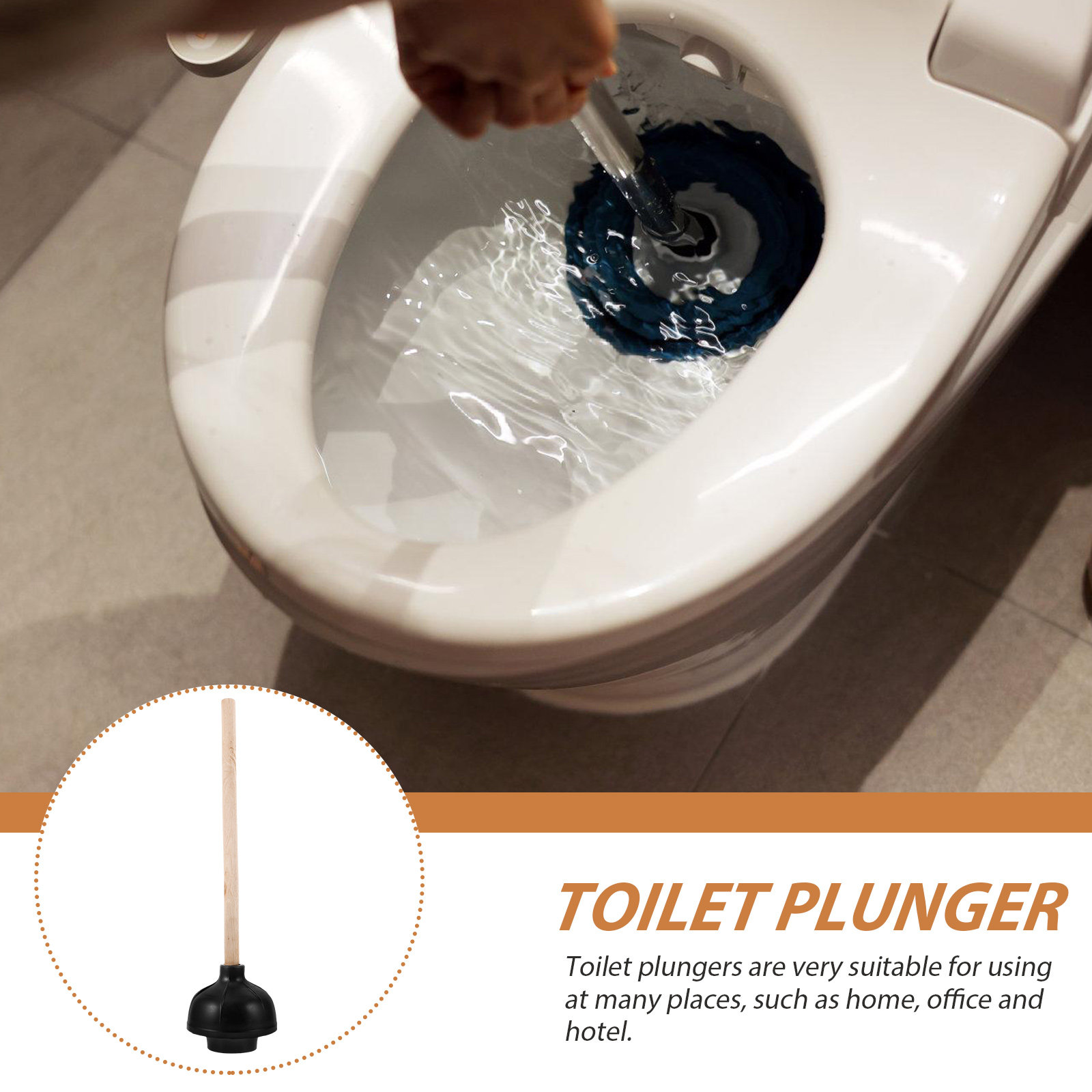 Wooden Handle Toilet Plunger B - Plunger Toilet 评论和价格