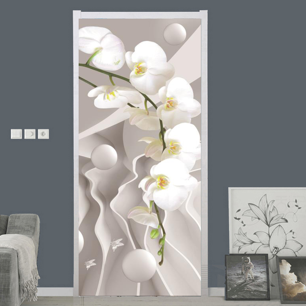 White Rose Flower Wallpaper Fo - Home Bathroom Door Design 评论和价格