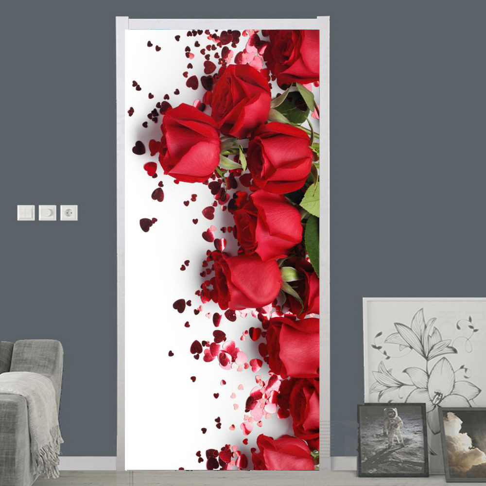 White Rose Flower Wallpaper Fo - Home Bathroom Door Design 评论和价格